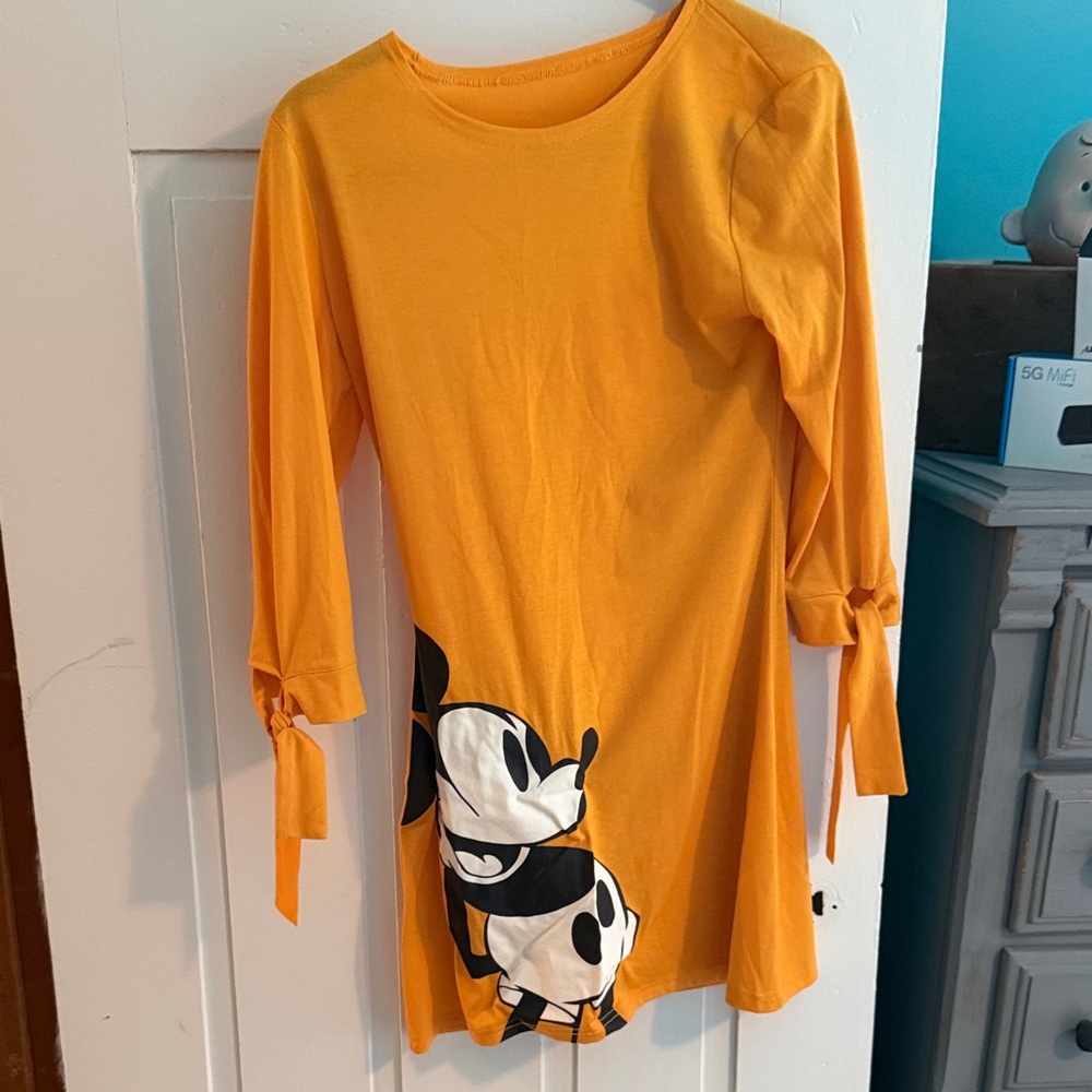 Yellow Cartoon Graphic Long Sleeve Tunic